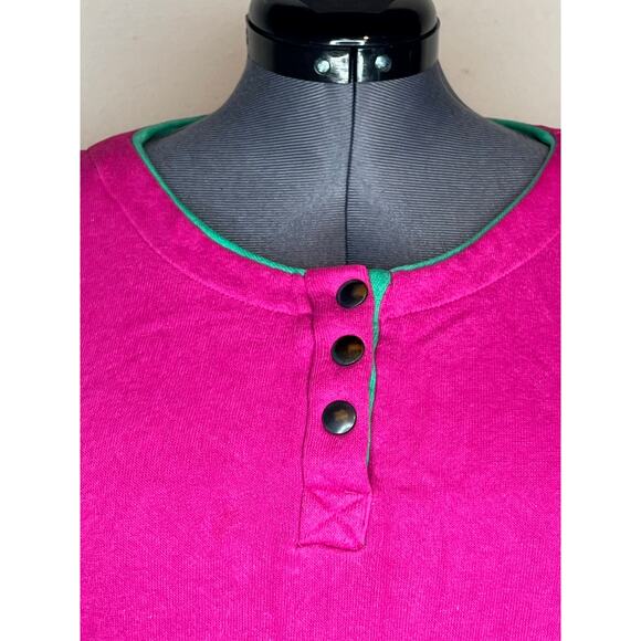 sweatshirt color blocked hot pink purple green 3 snaps - Picture 3 of 10